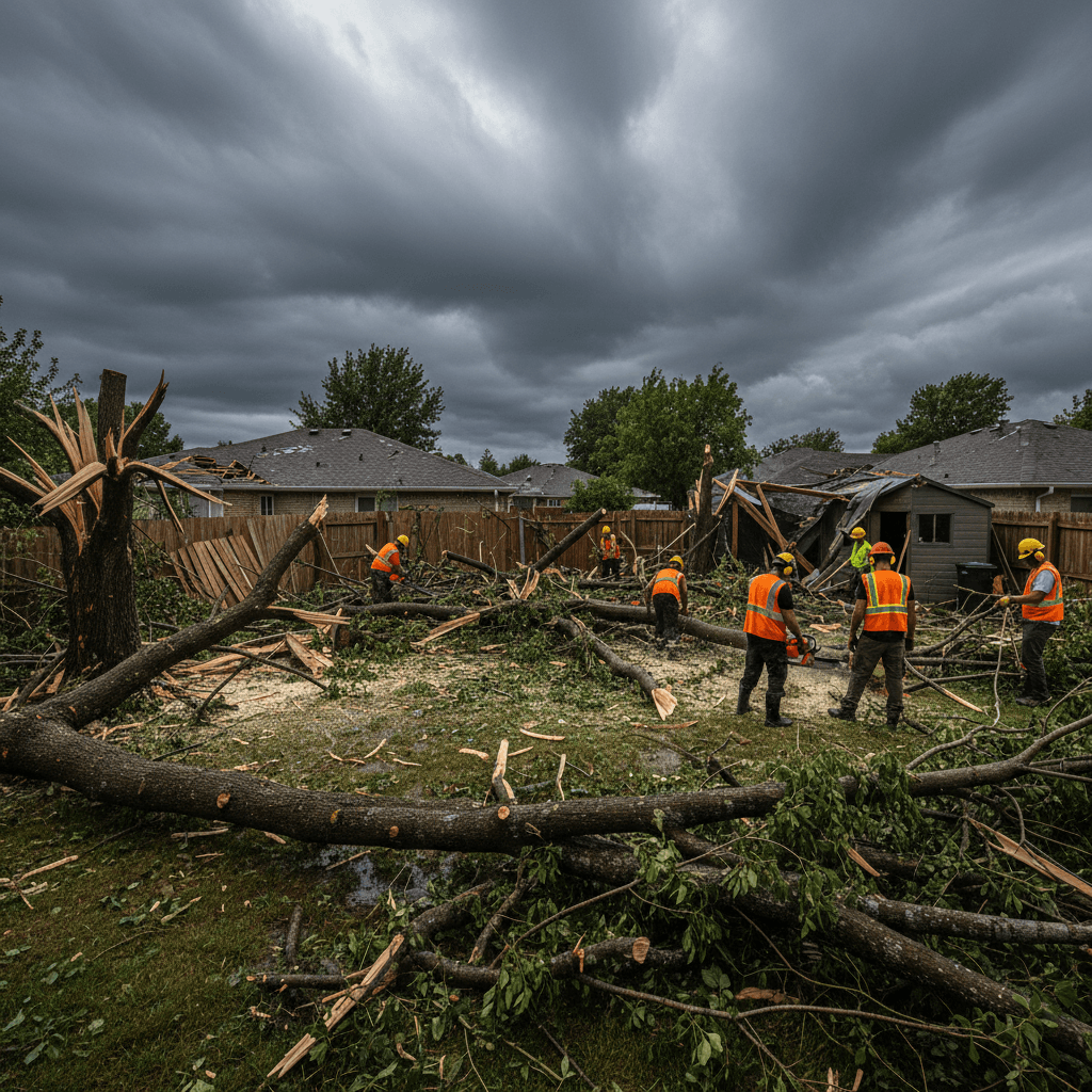 Storm damage cleanup and debris removal