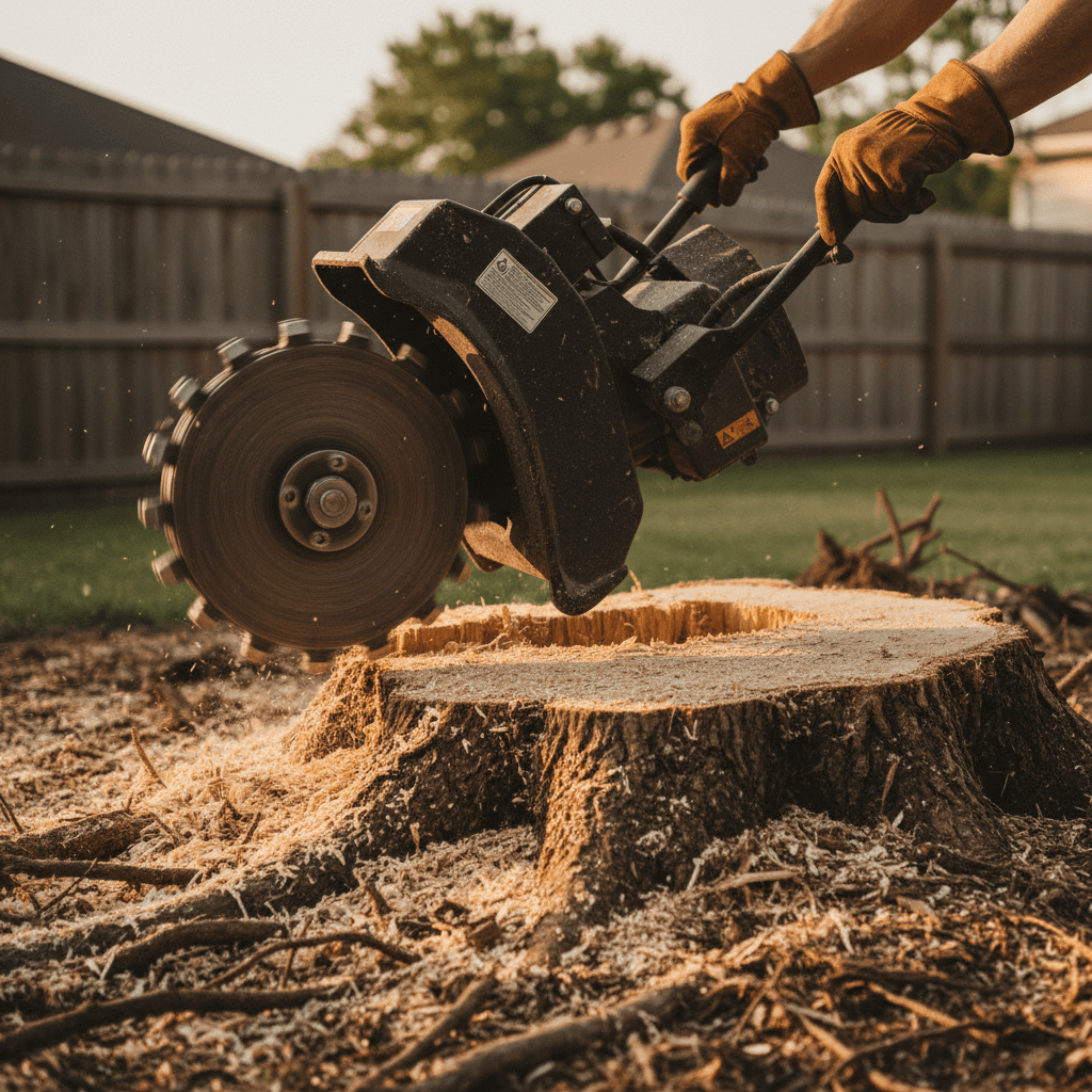 Stump grinding in action